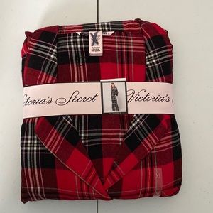 Victoria’s Secret Flannel PJ Red and Black Plaid XL Long